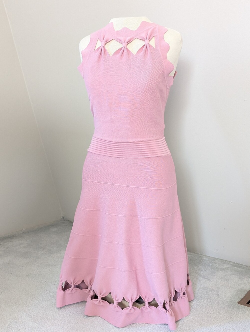 Ted Baker Cherina Bow Pink Knit Fit And Flare Dress